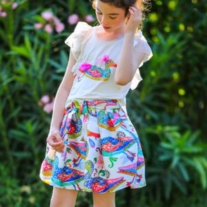 LIA LEA Designer Feather Duck Print Skirt Sz. 4-5